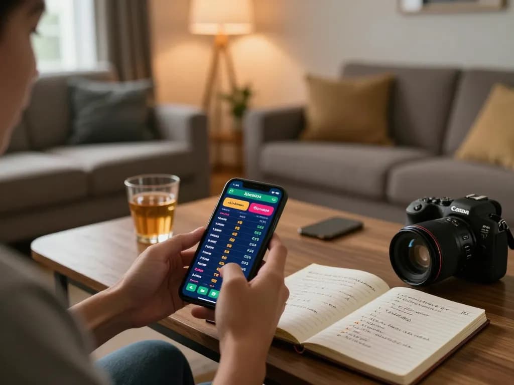 Engaging in online betting with updated keo nha cai hom nay on smartphone during a cozy home session.