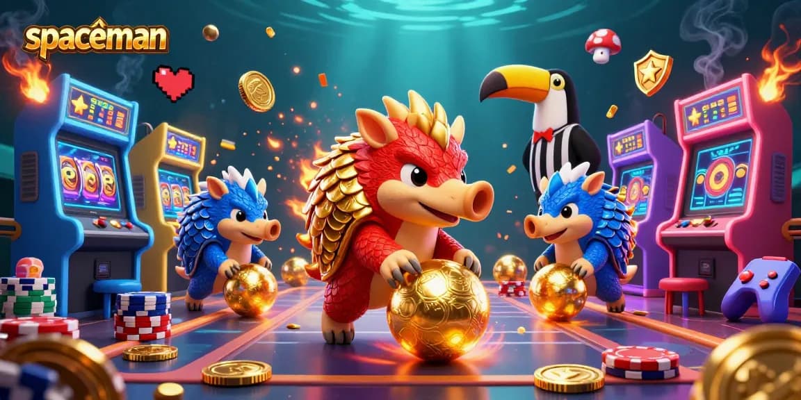 Spin the reels with Spaceman as rival pangolins thrive in a vibrant casino atmosphere.