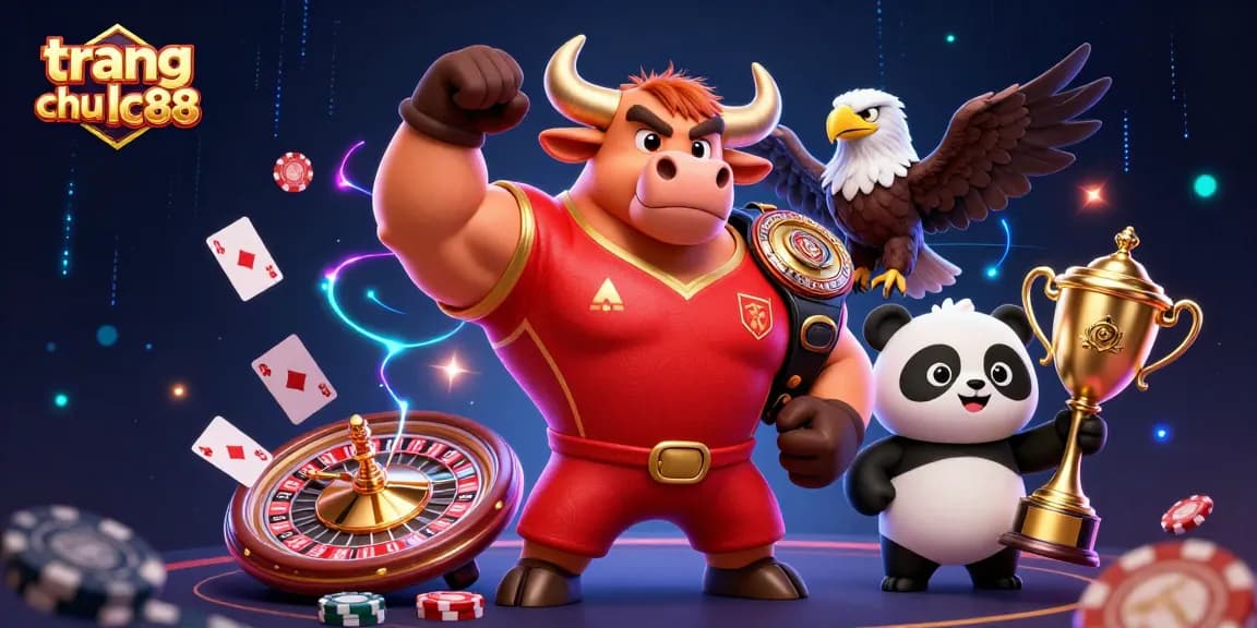 Play and win at trang chu lc88 featuring a vibrant scene with unique casino characters and elements.