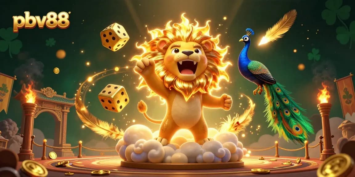 Engage in epic gaming adventures at pbv88 with a vibrant 3D casino scene full of lively characters and dynamic elements.