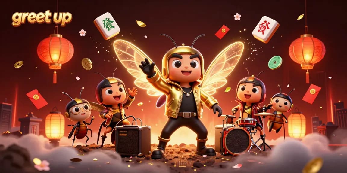 Engage with the vibrant gambling world at greet up featuring a rock star cicada in a casino atmosphere.