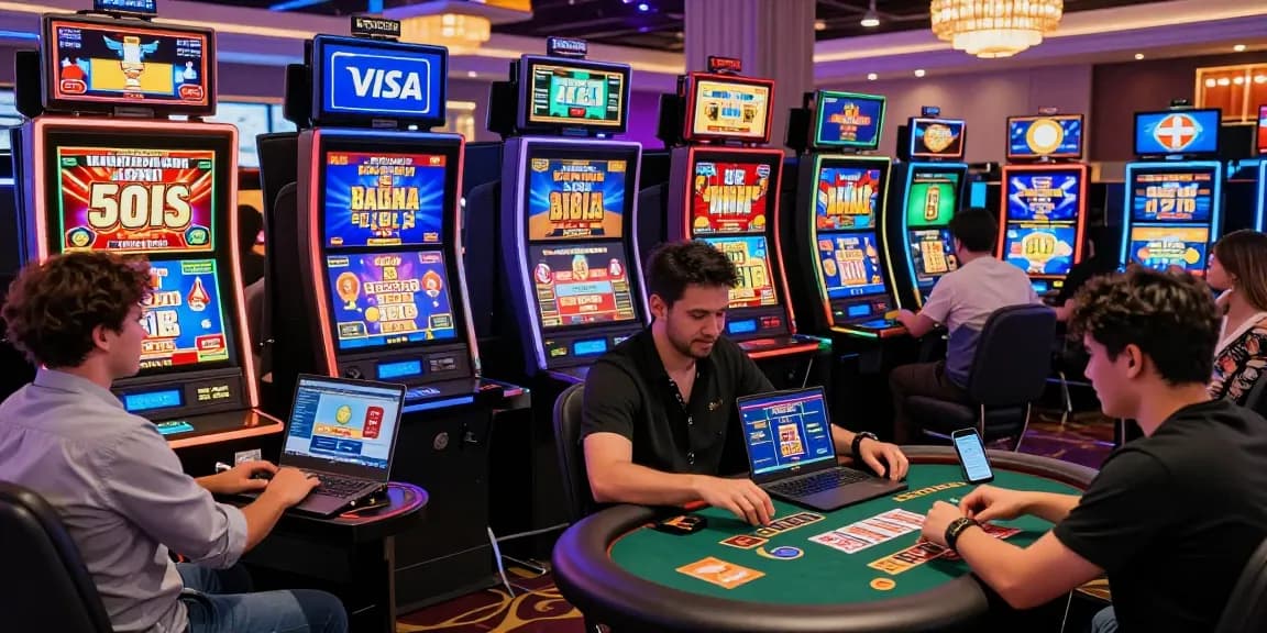 The vibrant online casino gaming experience at brcs.co.uk with players enjoying Visa and Mastercard options, showcasing excitement and modern gaming.