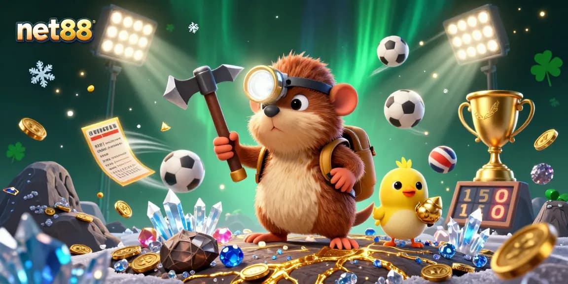 Engage in net88's thrilling gaming adventure featuring vibrant 3D characters in a treasure-filled casino.