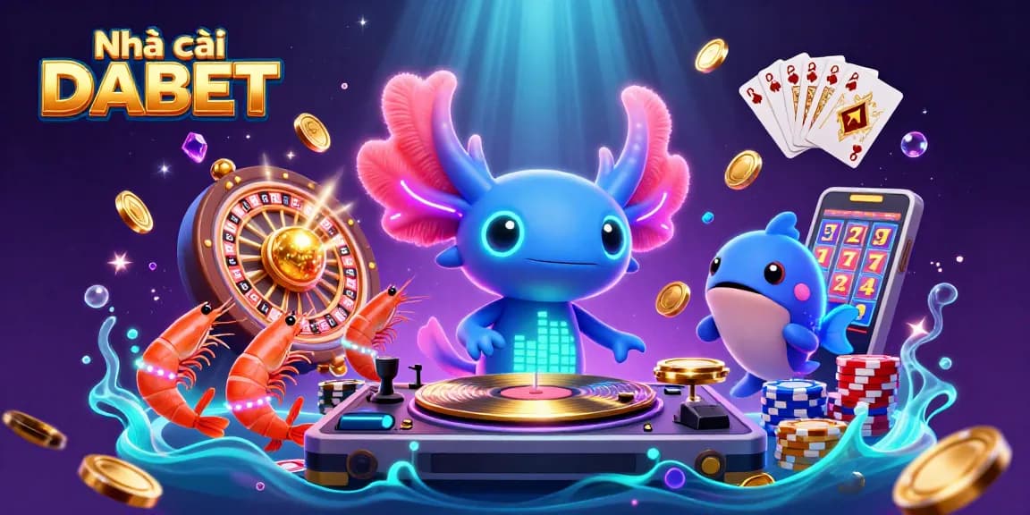 Join Nhà cái DABET's vibrant casino experience with a 3D animated scene featuring lively characters.