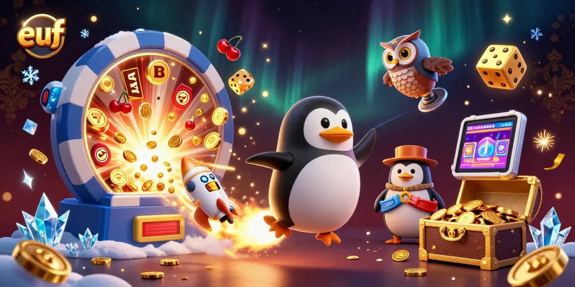 Experience the thrill of gaming with euf's exciting 3D casino illustration, showcasing vibrant elements of slots.