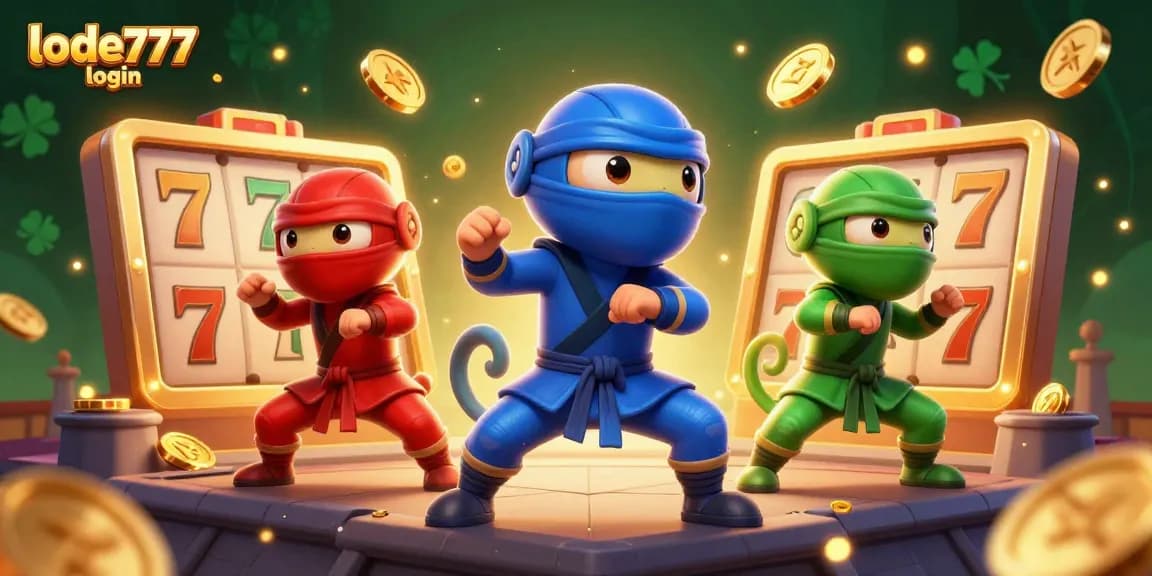 Experience exciting gameplay with lode777 login, featuring dynamic slot reels and animated golden coins.
