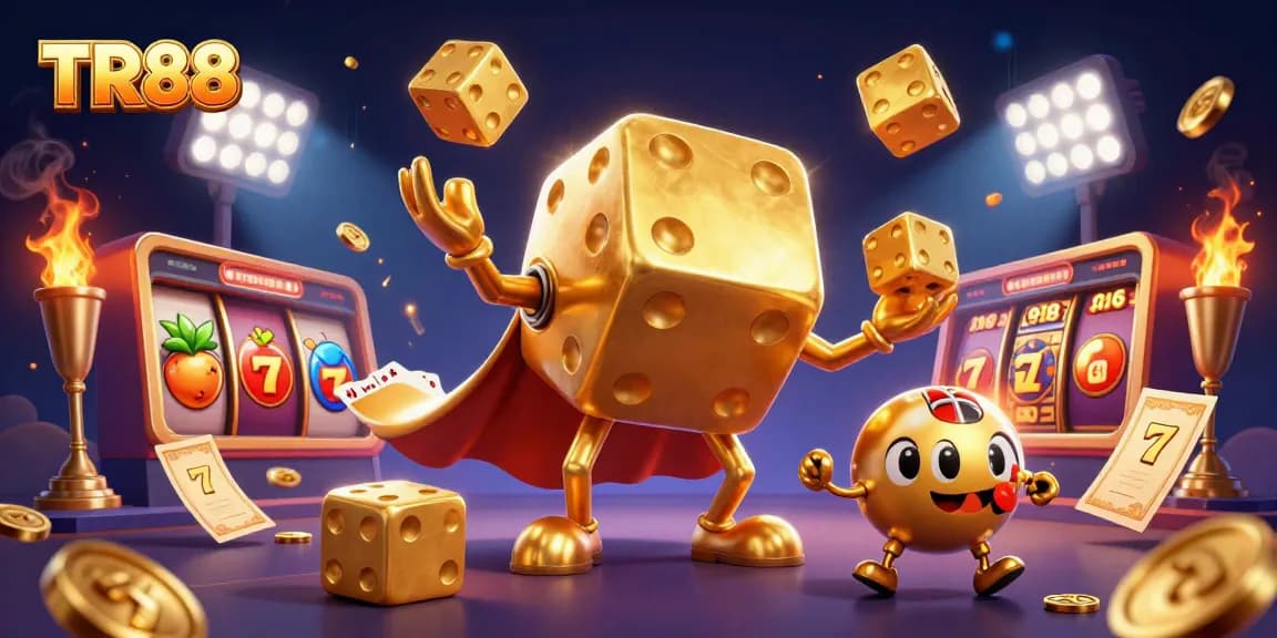 Engage with TR88’s thrilling slot experience, featuring vibrant symbols and dynamic motions in a captivating 3D scene.