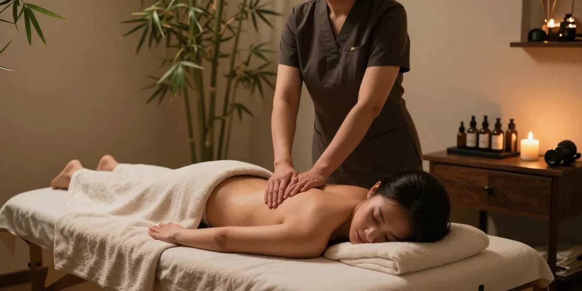 Swedish massage therapy session in a calming wellness spa.