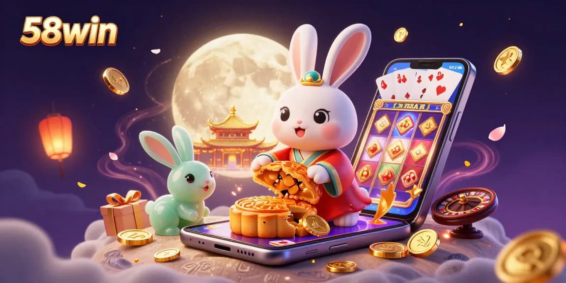 Experience exciting gameplay at 58win with vibrant visuals and dynamic casino elements in a whimsical illustration.