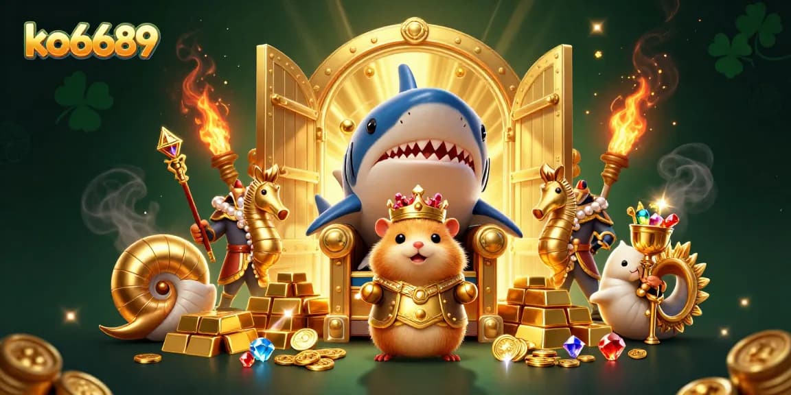 Engage with ko6689's exciting gaming experience, featuring a dynamic 3D scene of treasure and champions.