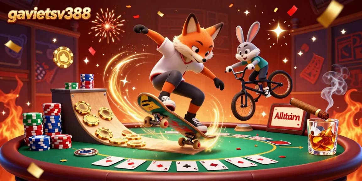 Experience thrilling gameplay at gavietsv388 with cartoon animals showcasing dynamic casino excitement.