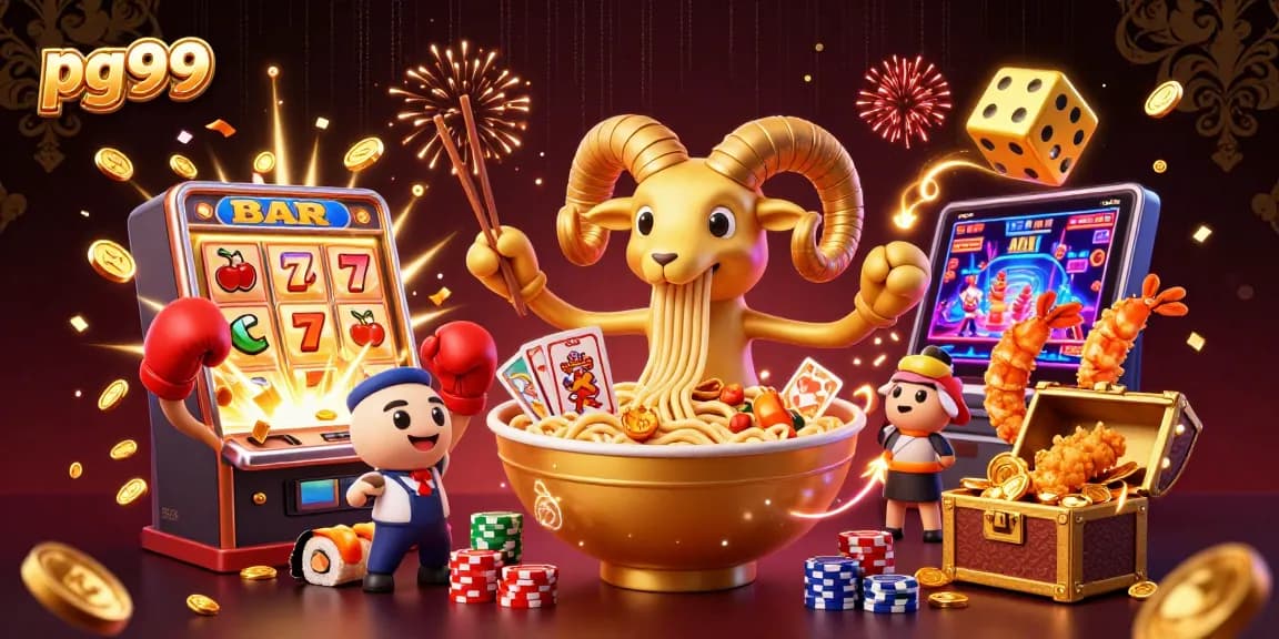 Engage with pg99's vibrant casino universe, featuring animated characters and jackpot elements.