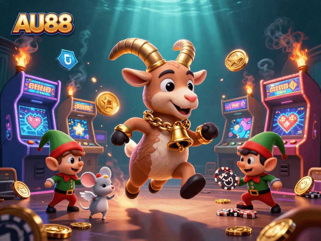 Experience thrilling action at AU88 with lively characters stealing chips in a dynamic casino scene.
