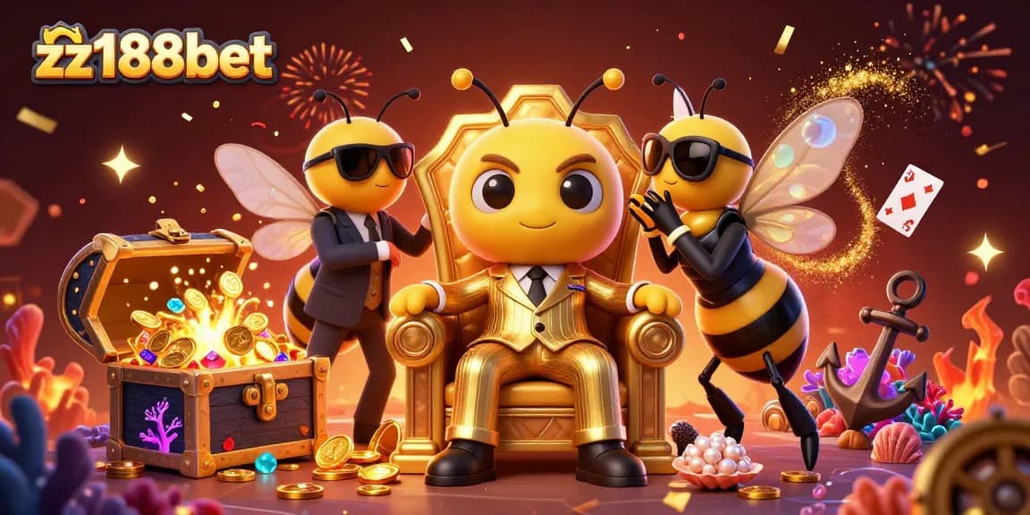 Experience thrilling gameplay and vibrant visuals with zz188bet's dynamic casino scene featuring a bumblebee mob boss.