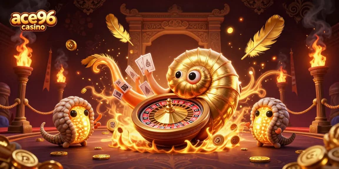 Experience thrilling gameplay at ace96 casino with a giant nautilus roulette wheel and glowing ammonite companions.