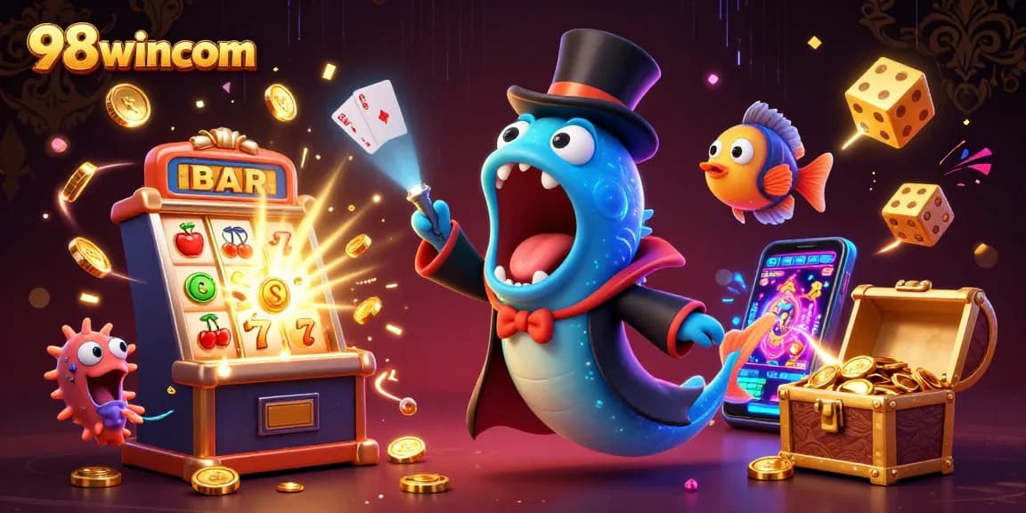 Experience thrilling games at 98wincom with vibrant casino elements and magical underwater characters.
