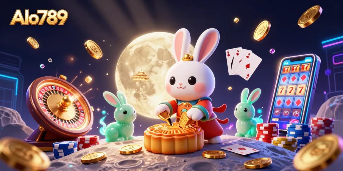 Alo789 showcases thrilling casino action with a lively scene of unique characters amidst vibrant gaming elements.