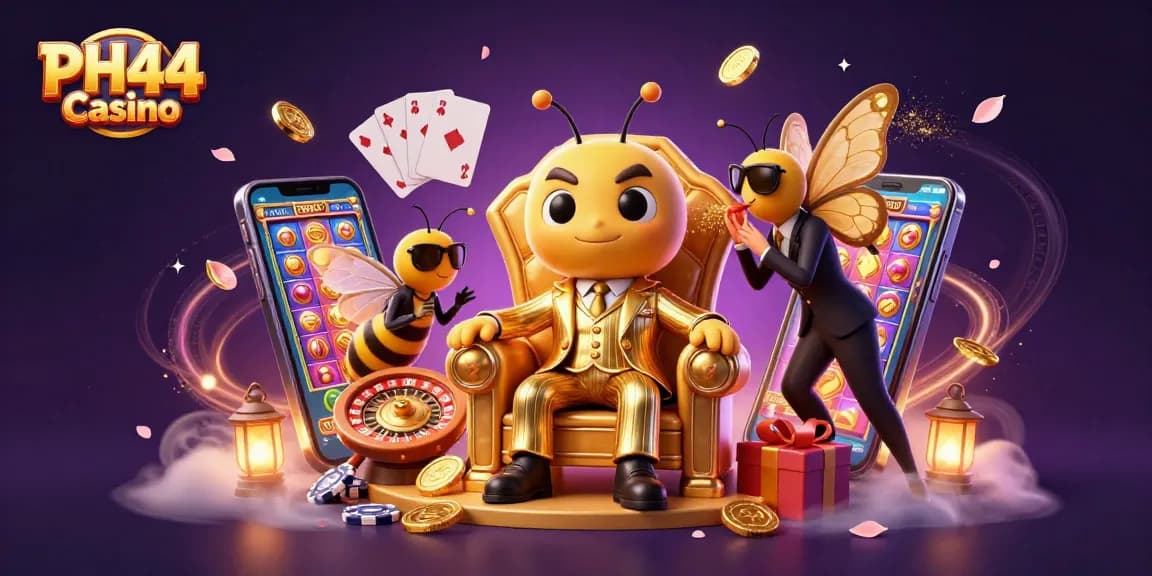 Experience the excitement at PH44 Casino with a vibrant 3D scene of gaming and action.