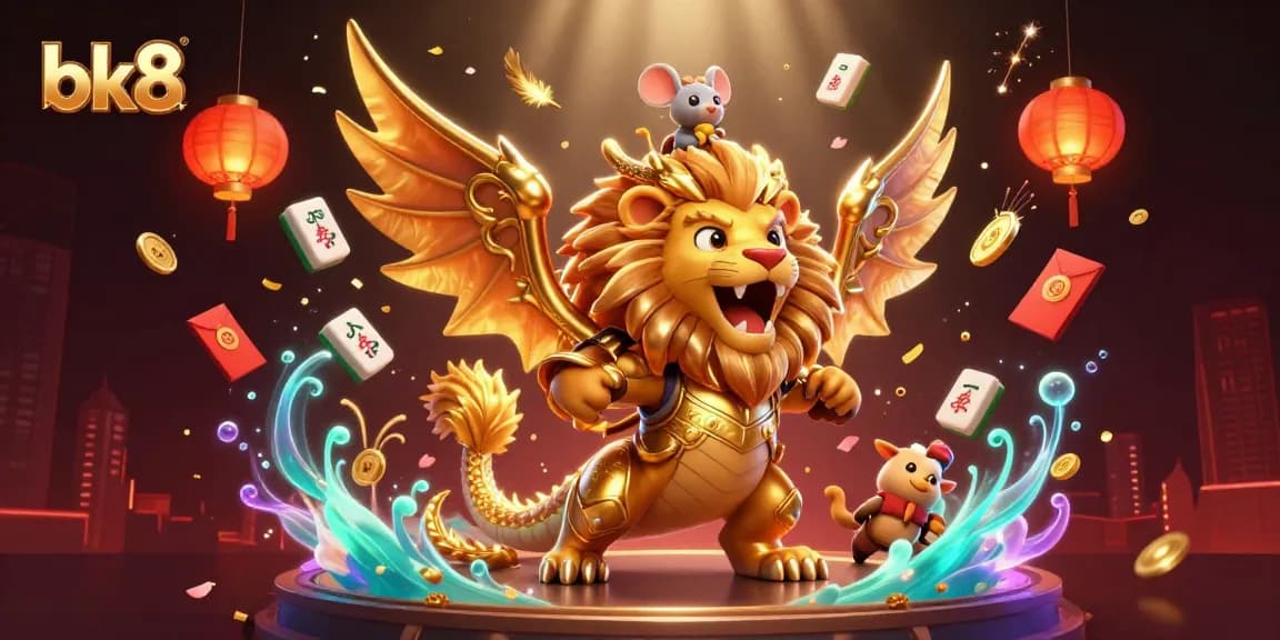Experience thrilling bk8 moments with a roaring chimera at an online casino backdrop!
