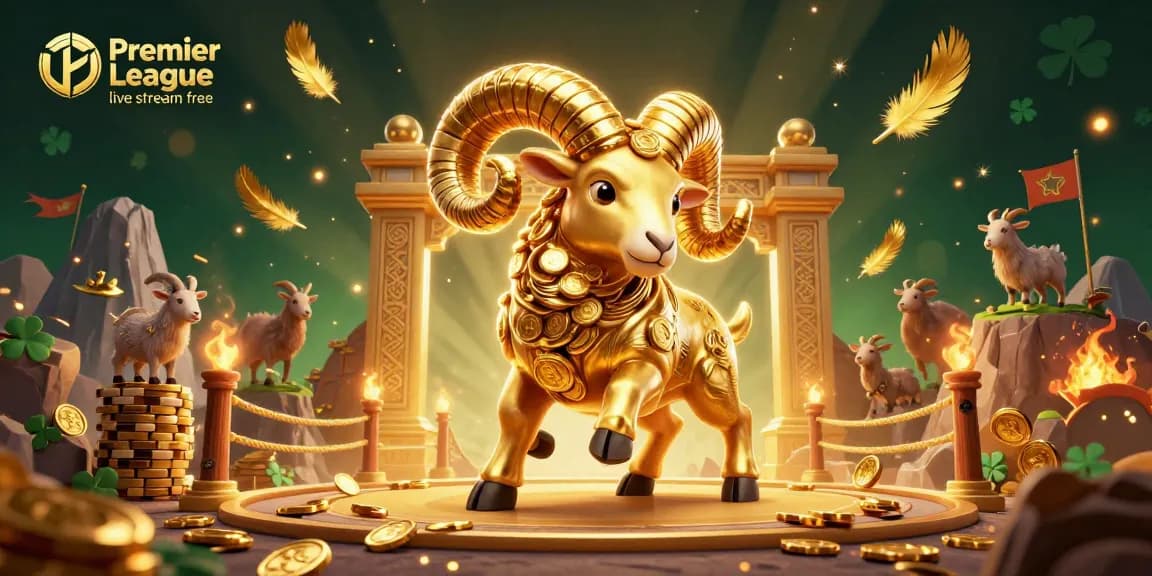 Experience Premier League live stream free with spirited characters amidst vibrant gambling visuals.