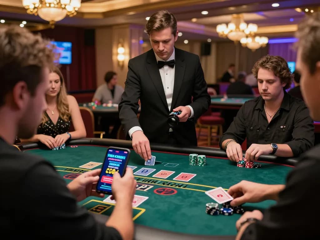 Engaged player at a live dealer baccarat table using free credit baccarat for a thrilling online gaming experience.