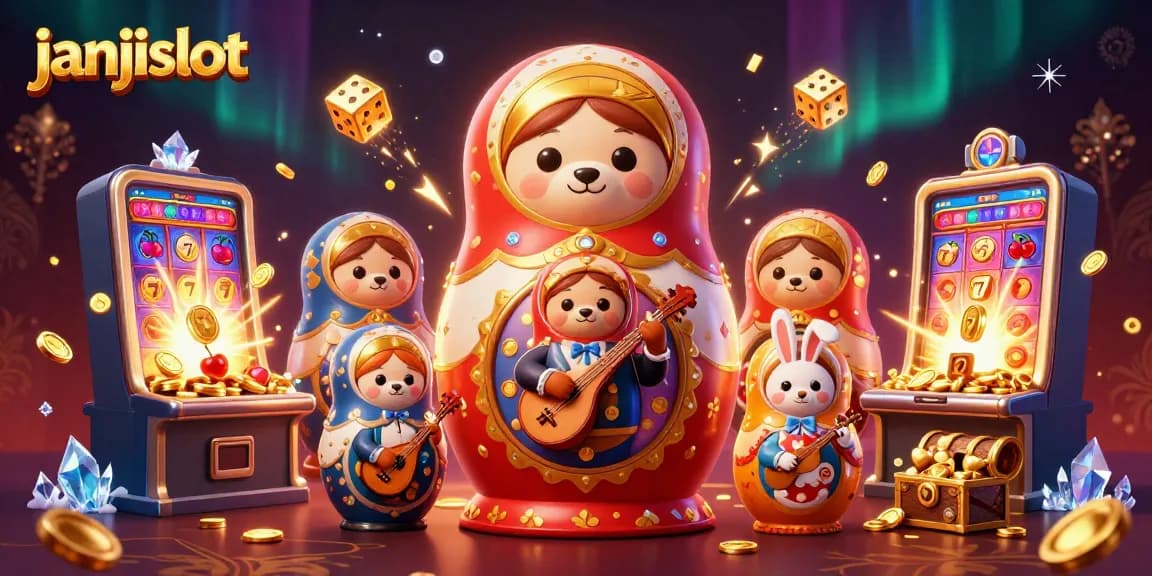 Experience janjislot with vibrant 3D characters celebrating jackpot wins in a dazzling casino scene.