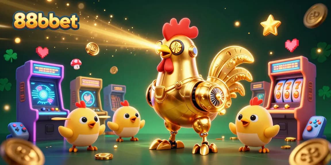 Khám phá các sản phẩm cá cược thú vị tại 88bbet với một robot gà vàng 3D độc đáo và những trò chơi hấp dẫn.