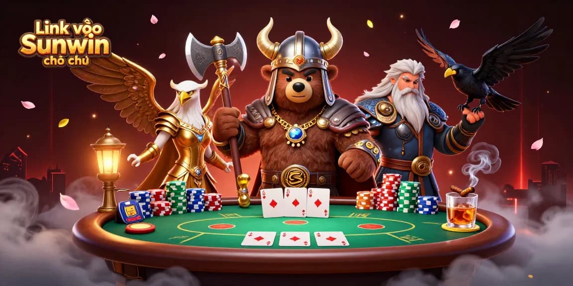 Experience the thrill of gaming with Link vào Sunwin chính thức, showcasing vibrant 3D illustrations of poker action.