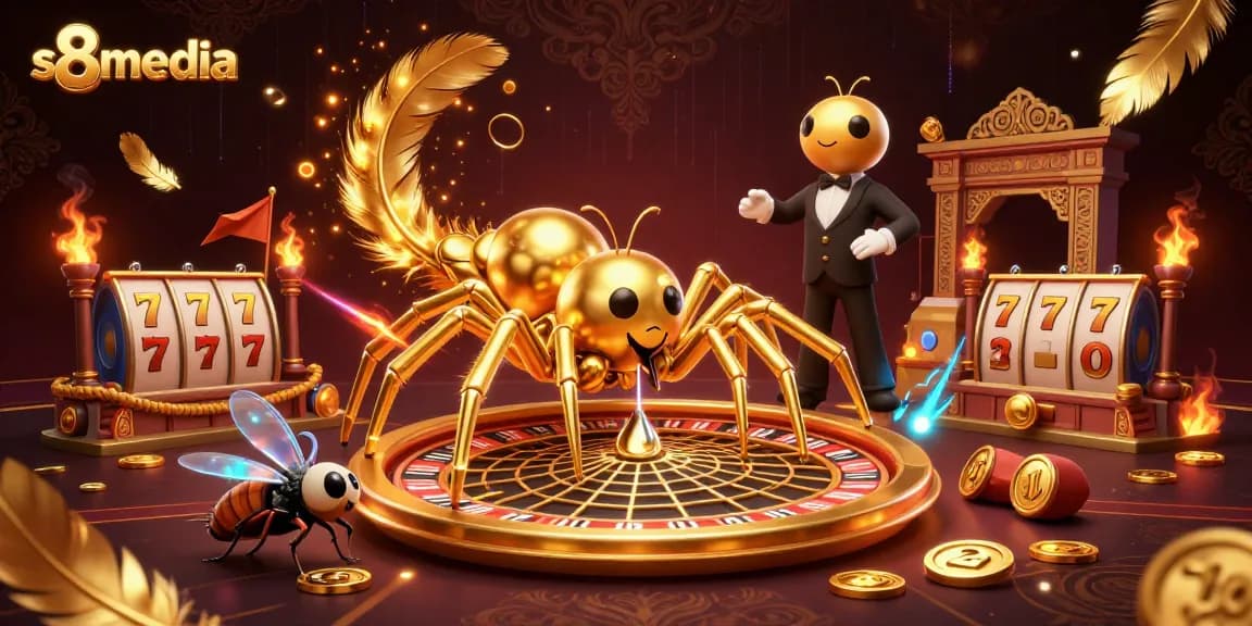 Experience thrilling bets at s8media with a golden roulette web spinning excitement.