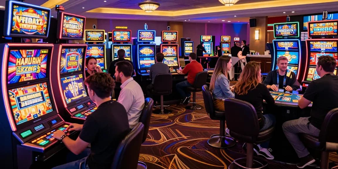 Bermain di VEGAS123 slot gacor dengan suasana kasino yang meriah dan penuh warna.