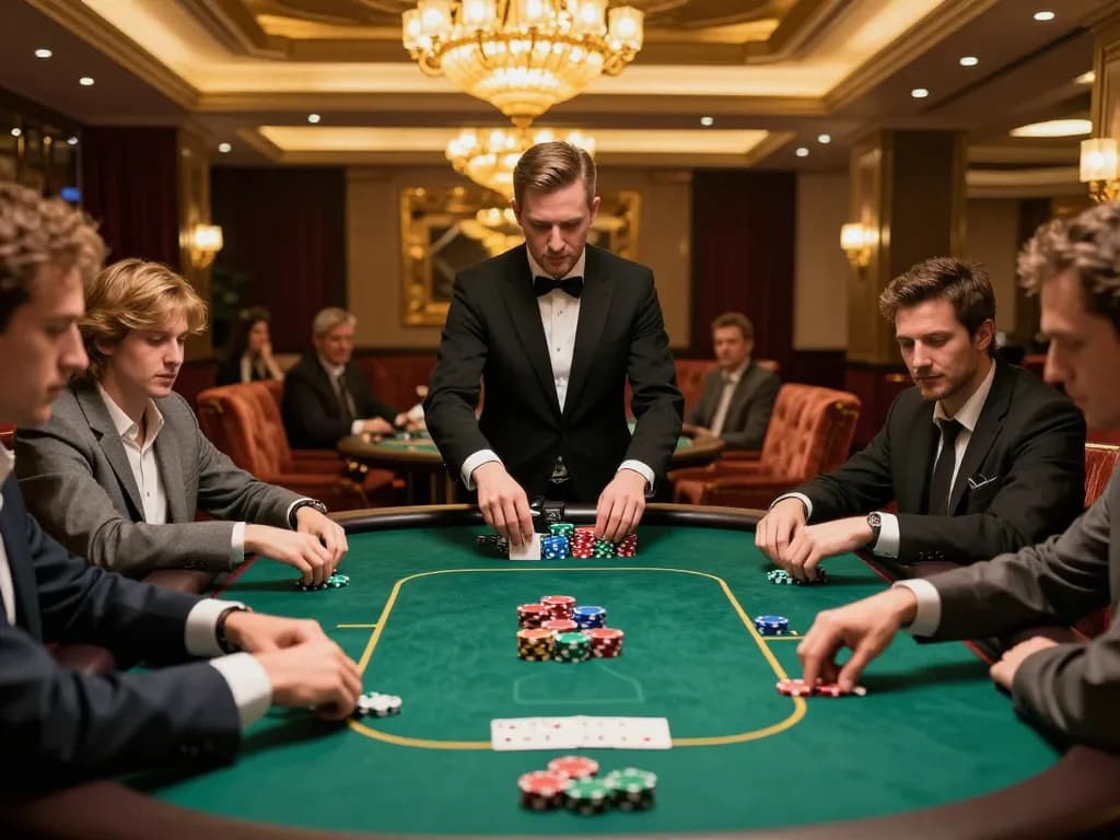 Exciting poker action at a luxurious casino table, highlighting strategic gameplay at TT88 com.