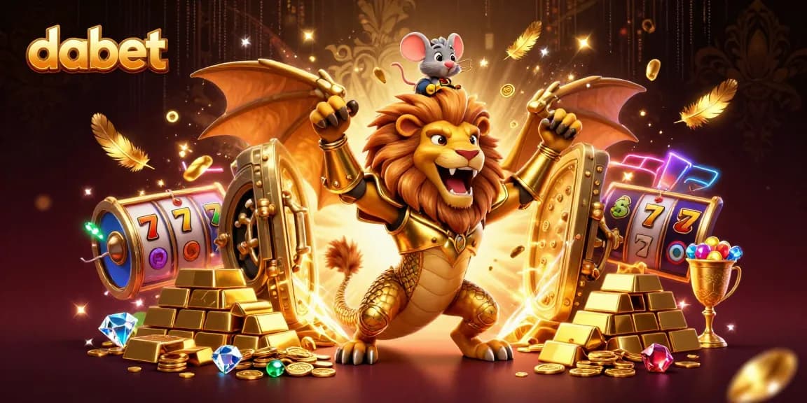 Dabet offers thrilling casino action with multiple jackpots and stunning visuals of a chimera and treasures.