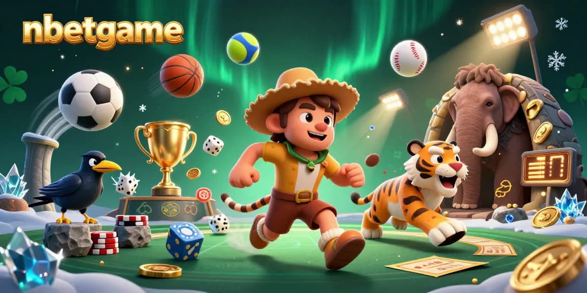 Experience excitement at nbetgame's prehistoric casino with vibrant 3D characters and dynamic game elements.