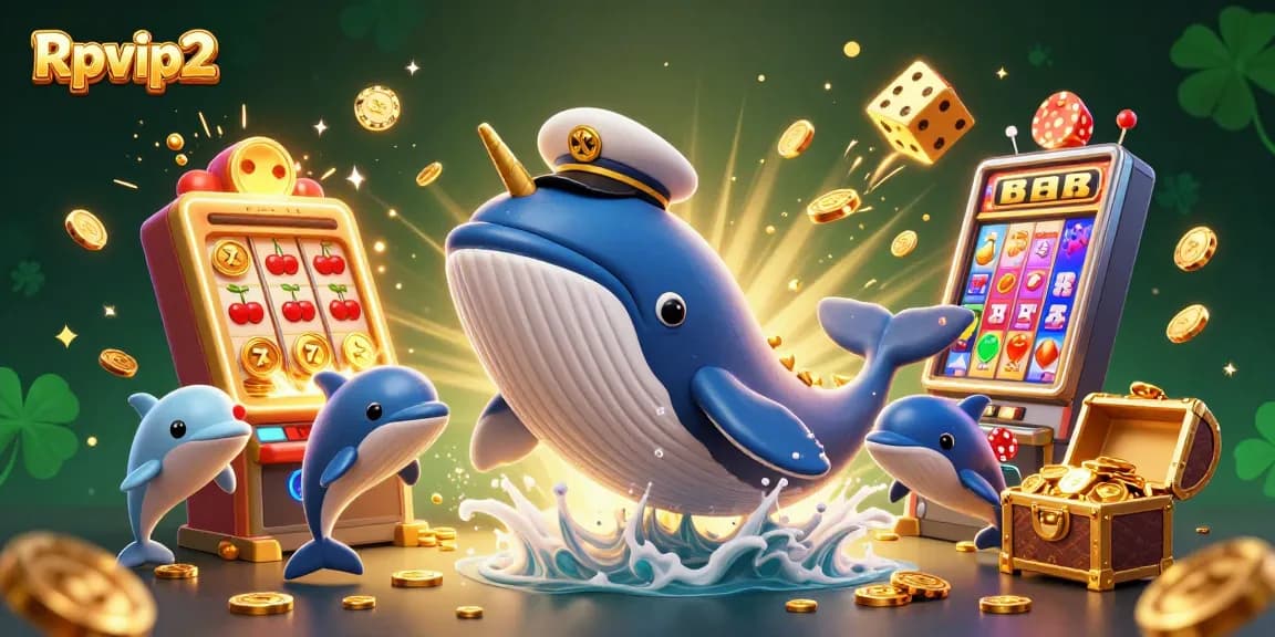 Rasakan Rpvip2 dengan pemandangan 3D yang cerah dari ikan paus, narwhal, dan lumba-lumba yang bermain dikelilingi oleh elemen bertema kasino.