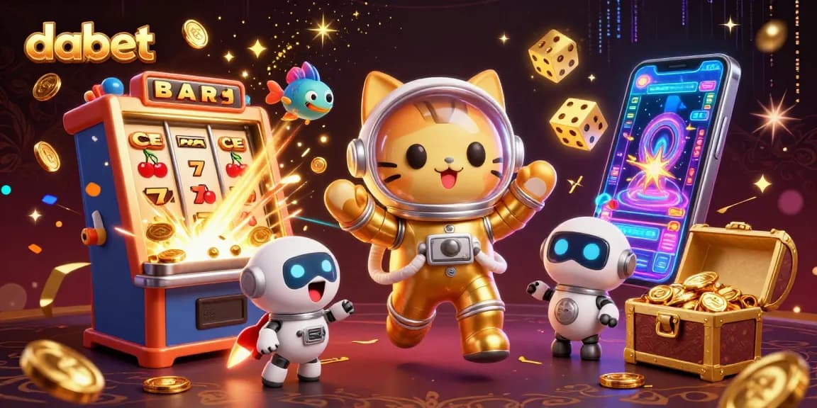 Experience a thrilling gaming adventure with dabet featuring a dynamic space scene filled with colorful casino elements.