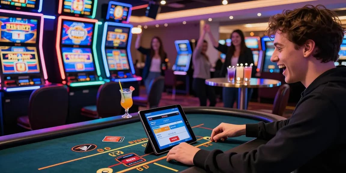 Exciting atmosphere at credit card casinos with players enjoying live dealer games and flexible payment options.