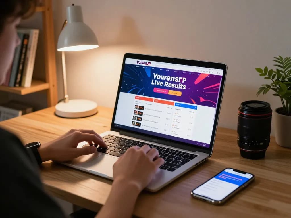 Engaging gameplay on YowesJP site with recent trends visible on laptop screen.