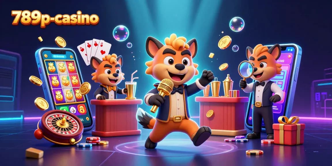 Experience thrilling gaming action at 789p-casino with fun hyenas in a lively casino scene.