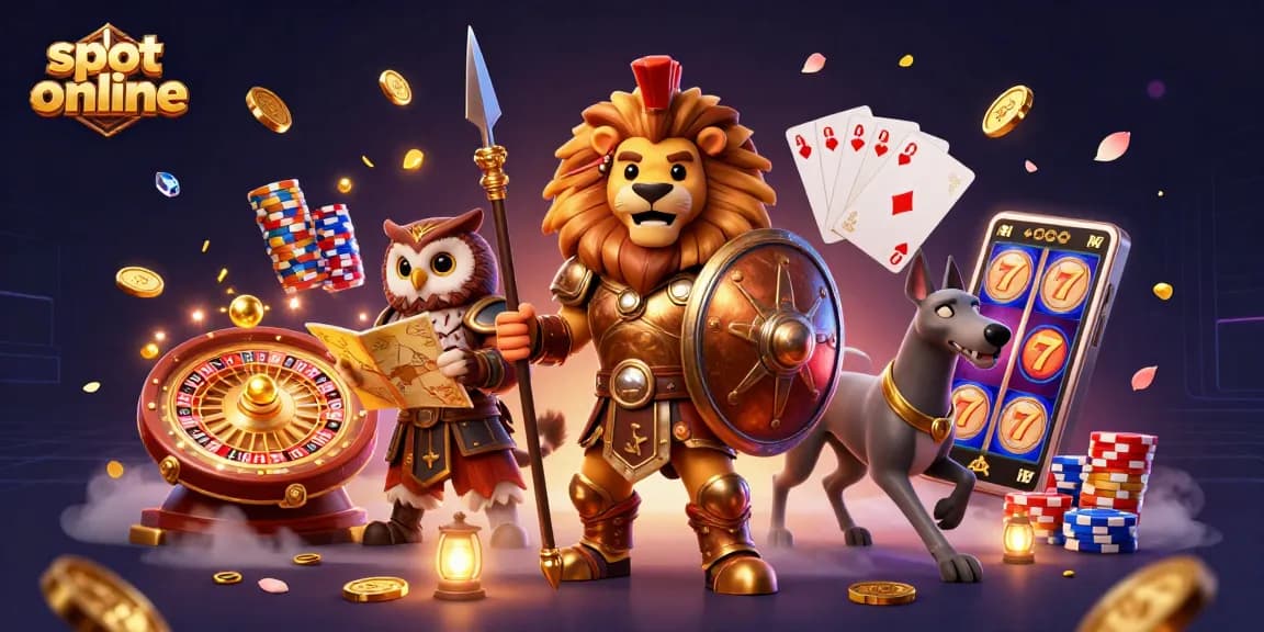 Engage with slot online action as a Spartan lion, wise owl, and swift greyhound encircle vivid game elements.