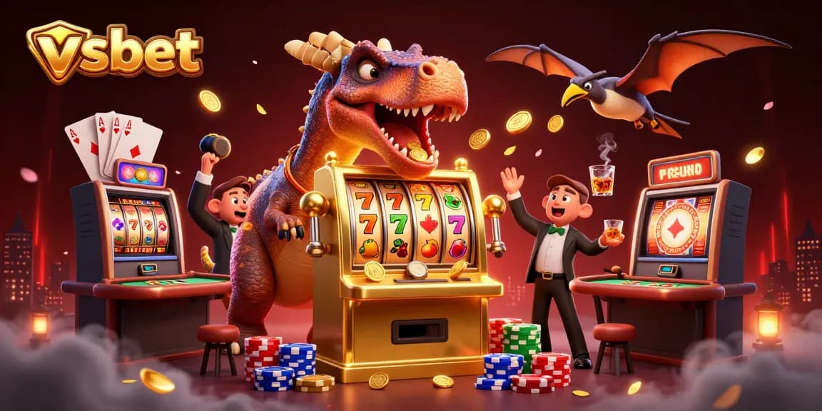 Experience the thrill of winning with vsbet as vibrant coins fall from a jackpot slot machine amidst thrilling casino action.
