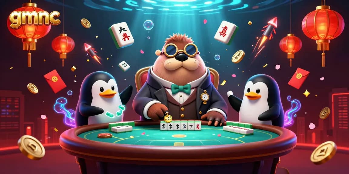 gmnc showcases a jolly walrus at a poker table, surrounded by vibrant gaming elements in an underwater scene.
