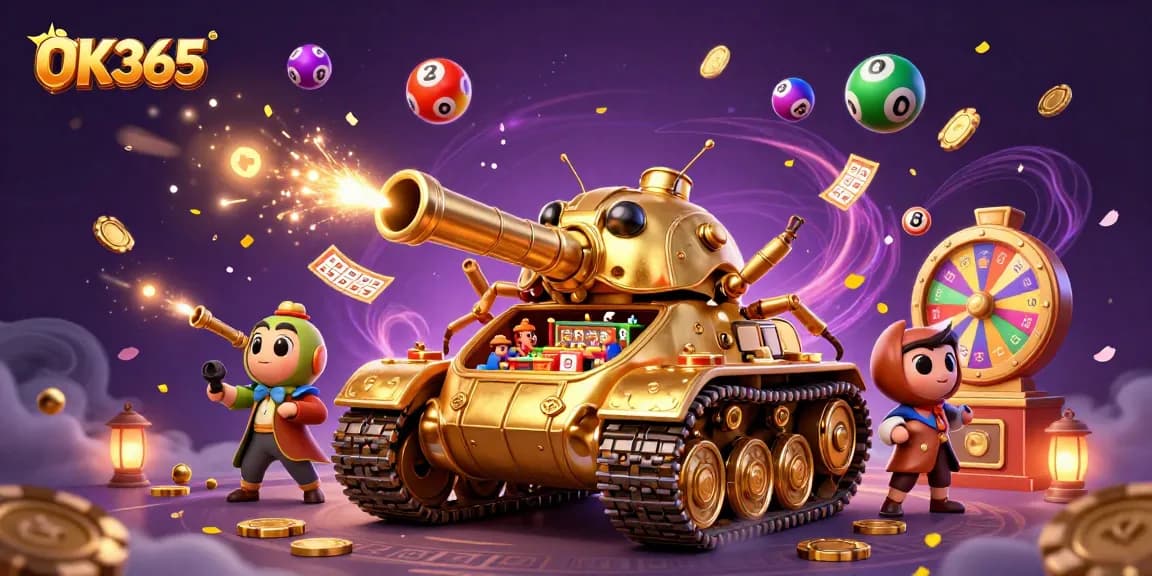 Experience exciting gaming at OK365 with a vibrant 3D casino scene full of dynamic actions.