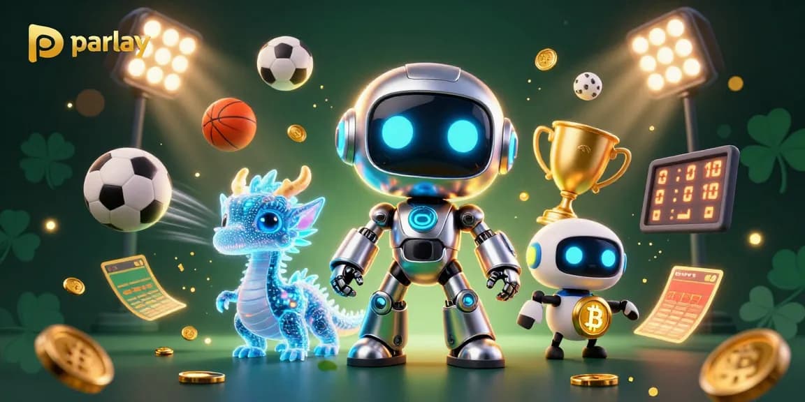 Engage in parlay betting with dynamic sports elements and characters showcasing winning strategies