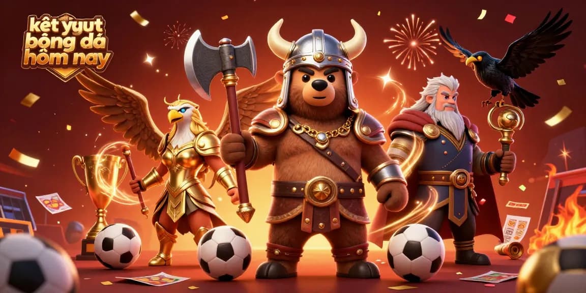 Engaging illustration depicting kết quả bóng đá hôm nay with lively characters and dynamic soccer elements.