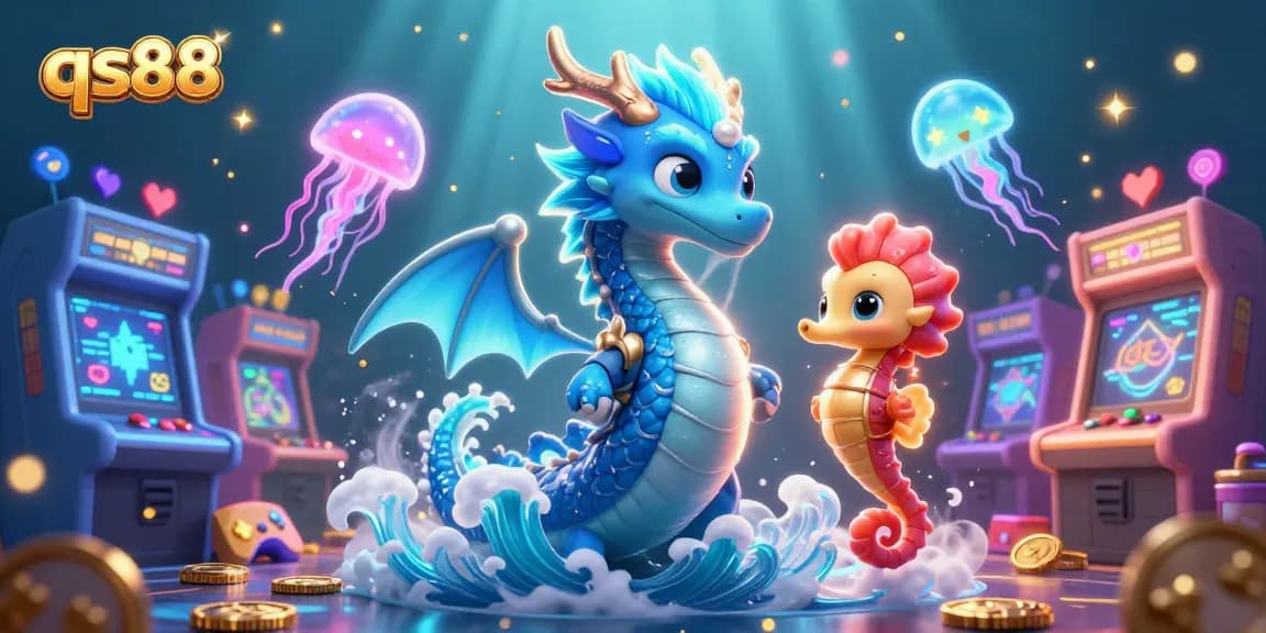 Engage with thrilling qs88 casino games featuring a majestic azure dragon and glowing jellyfish