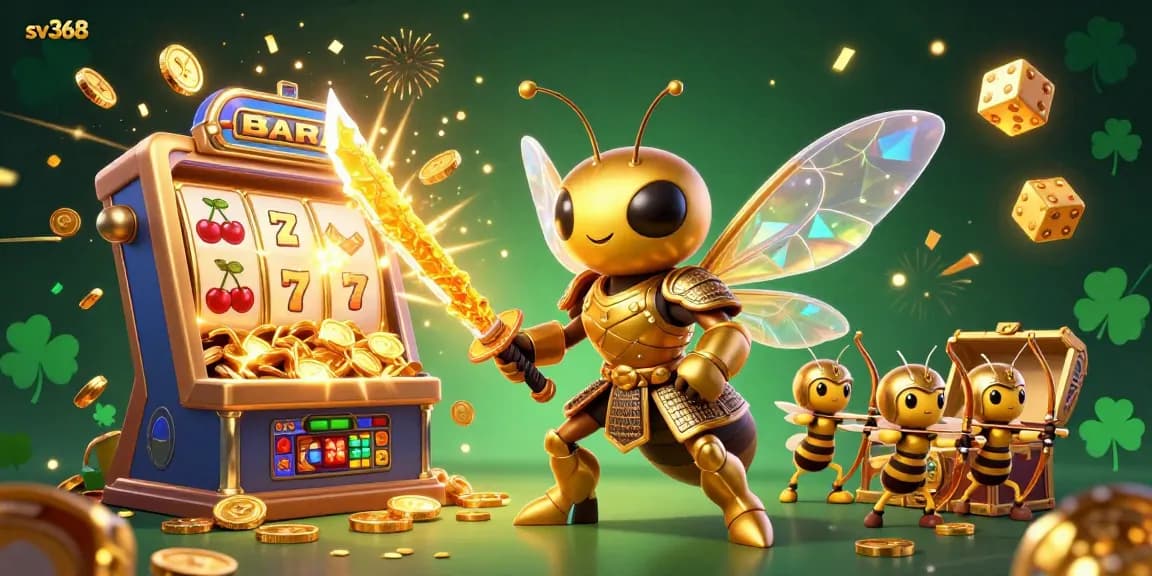 Experience thrilling gaming at sv368 with a dynamic 3D illustration of a colorful casino scene.