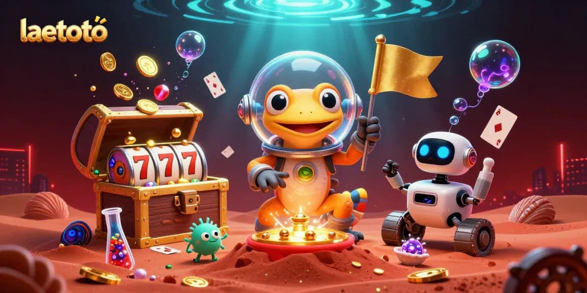Play slots at laetoto where a Martian gecko ventures into a golden casino on Mars.