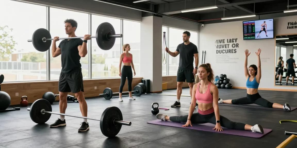 Engaged athletes working out at Driada Medical Shop gym, showcasing diverse fitness routines.