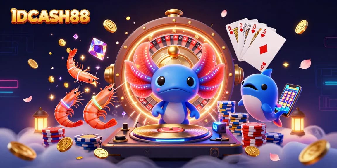 Play exciting games at IDCASH88 with vibrant casino elements and engaging characters.