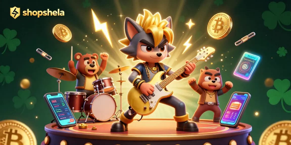 shopshela offers a mesmerizing casino stage with a wolf rock star and lively gaming elements.
